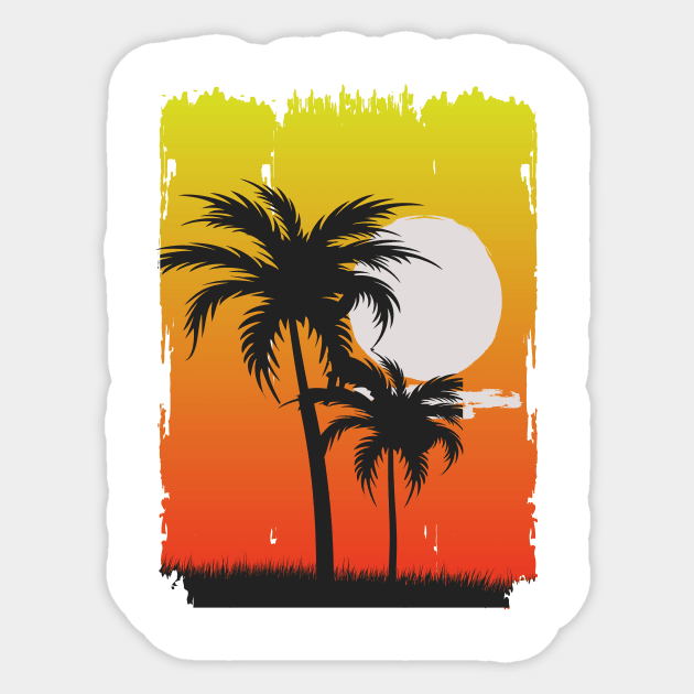 Palm sunset Sticker by Lifestyle T-shirts